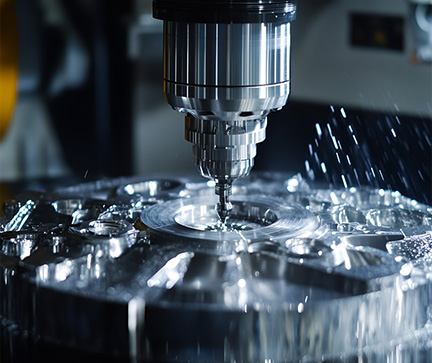 CNC machined aluminium part with deep milled pockets